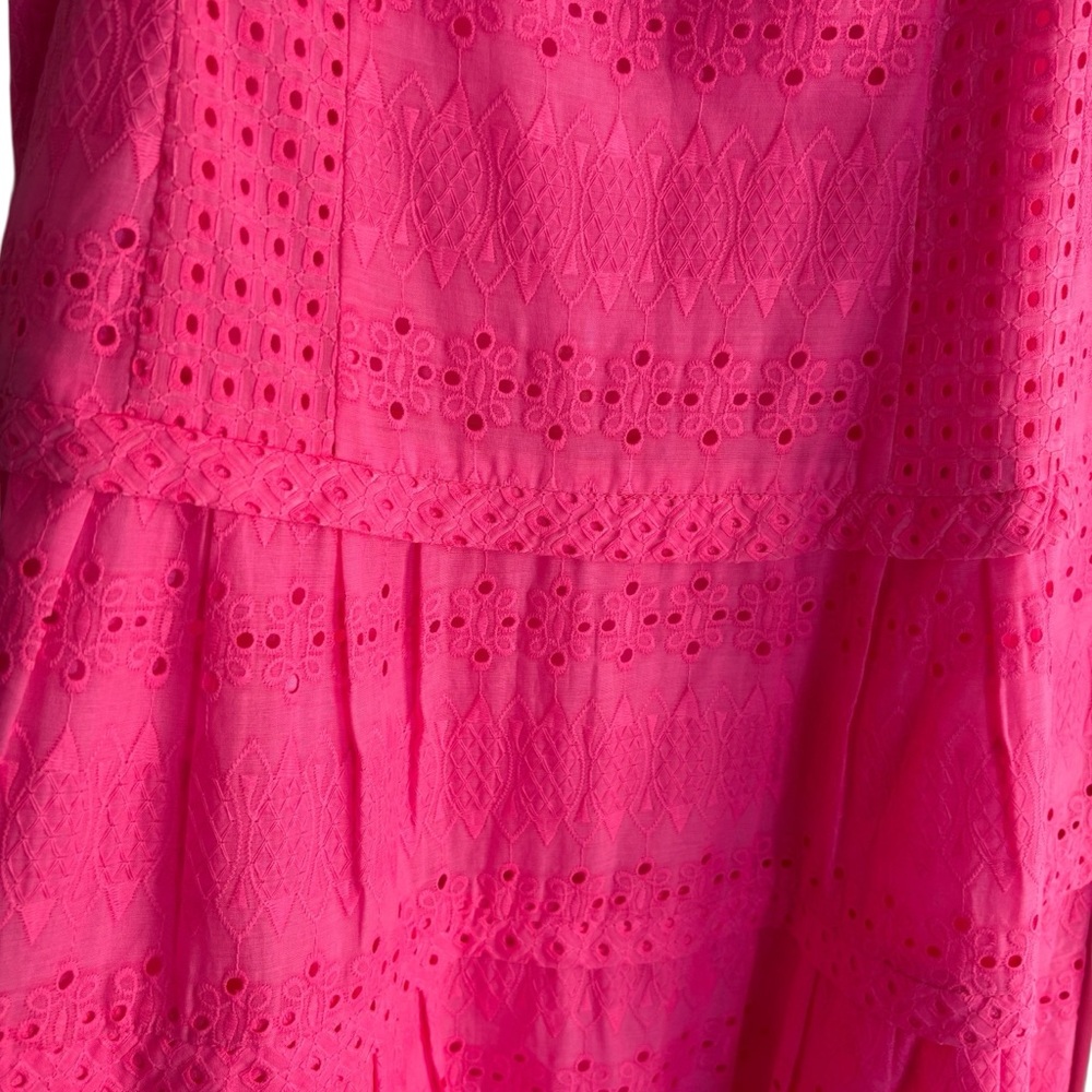 NANETTE LEPORE Hot Pink Cotton Eyelet Sundress Size 12 — GORGEOUS FEMININITY!!! - Picture 5 of 9